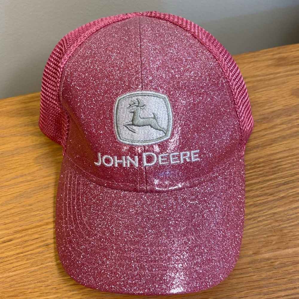 John Deere Pink and Glitter Toddler Cap Adjustable Snap Back Sparkle Logo